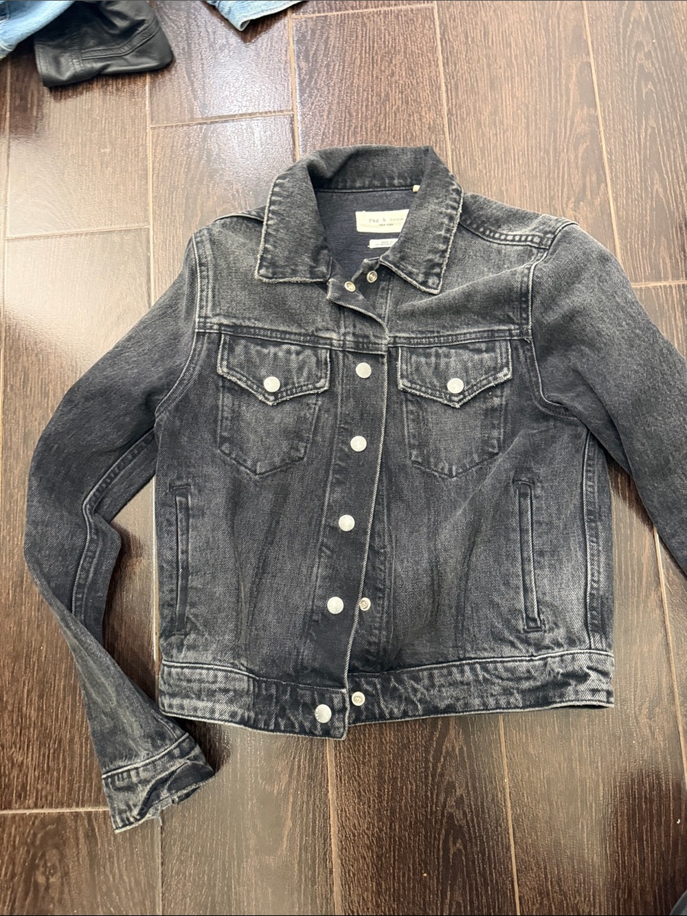 rag & bone Black Washed Denim Trucker Jacket